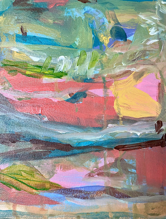 Small 8 inch x 10 inch abstract acrylic painting on stretched canvas by artist Megan Watkins