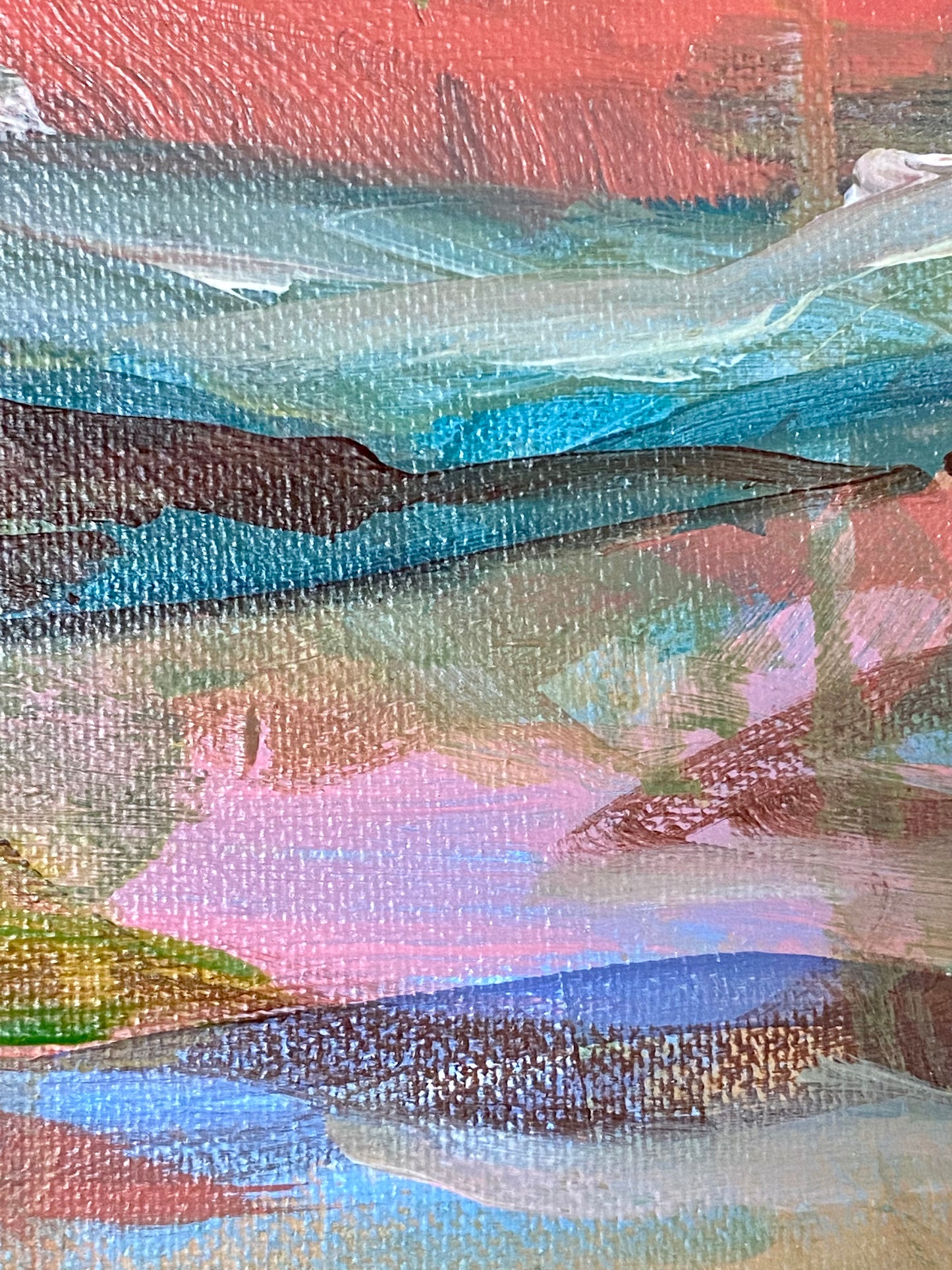 Small 8 inch x 10 inch abstract acrylic painting on stretched canvas by artist Megan Watkins