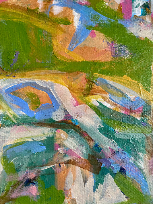 Small original 8 inch by 10 inch abstract acrylic painting on canvas by Artist Megan Watkins