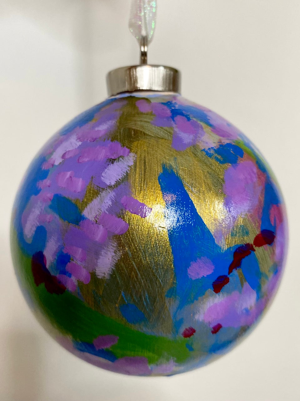 Purple Hydrangea Hand Painted Ceramic Holiday Ornament