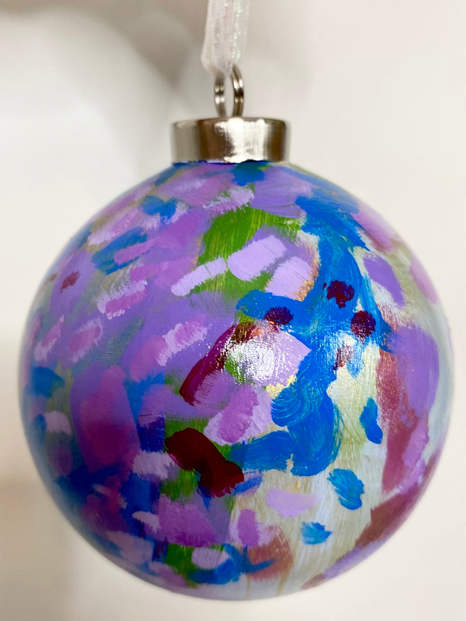 Purple Hydrangea Hand Painted Ceramic Holiday Ornament