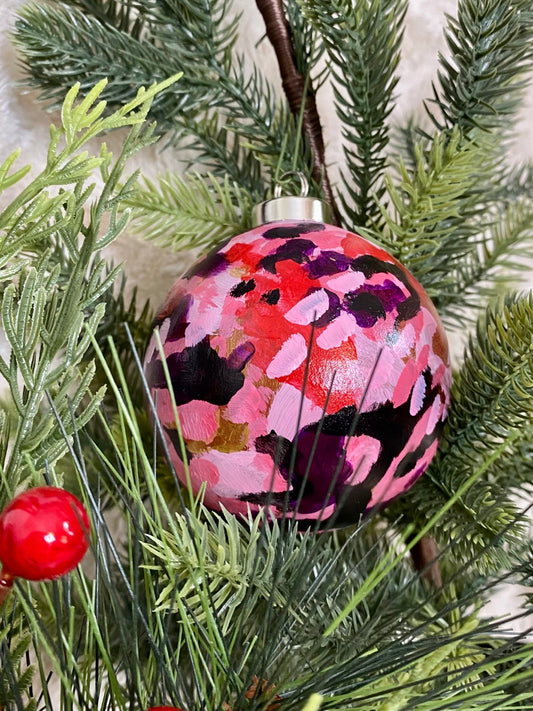 Cherry Blossom Hand Painted Ceramic Holiday Ornament
