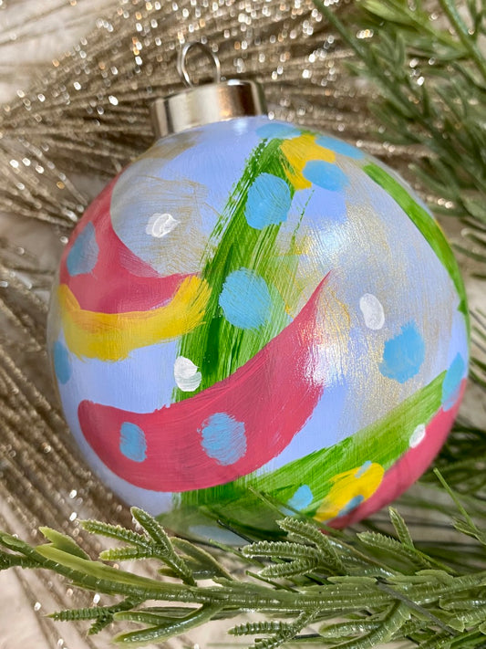 Whimsical Daisy Hand Painted Ceramic Holiday Ornament