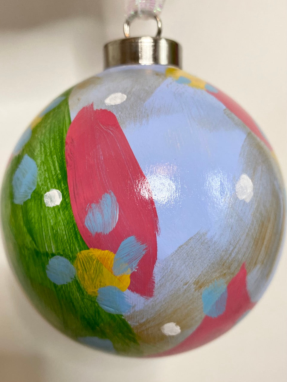 Whimsical Daisy Hand Painted Ceramic Holiday Ornament