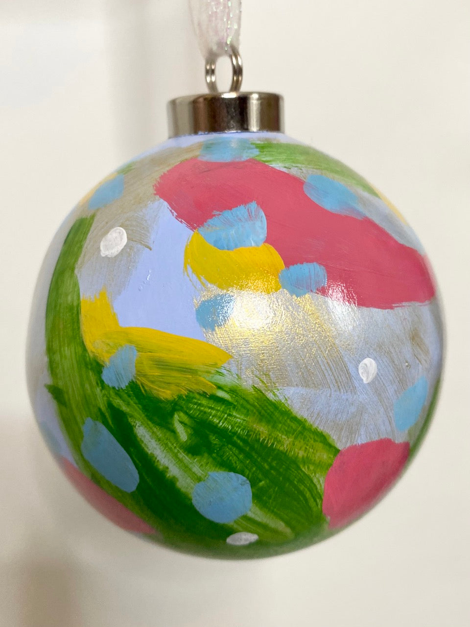 Whimsical Daisy Hand Painted Ceramic Holiday Ornament