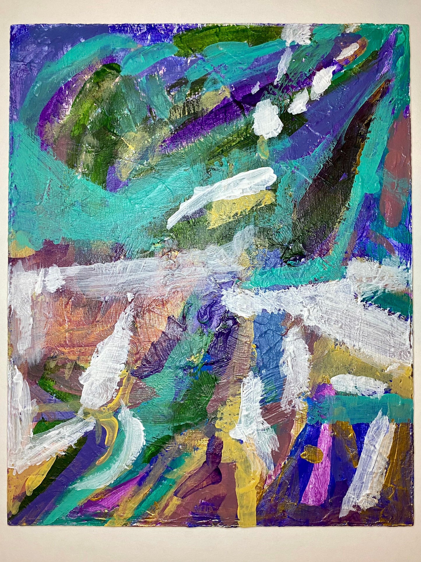 Original Colorful 8 inch x 10 inch Acrylic Abstract on Board by Emergining Nashville Artist Megan Watkins